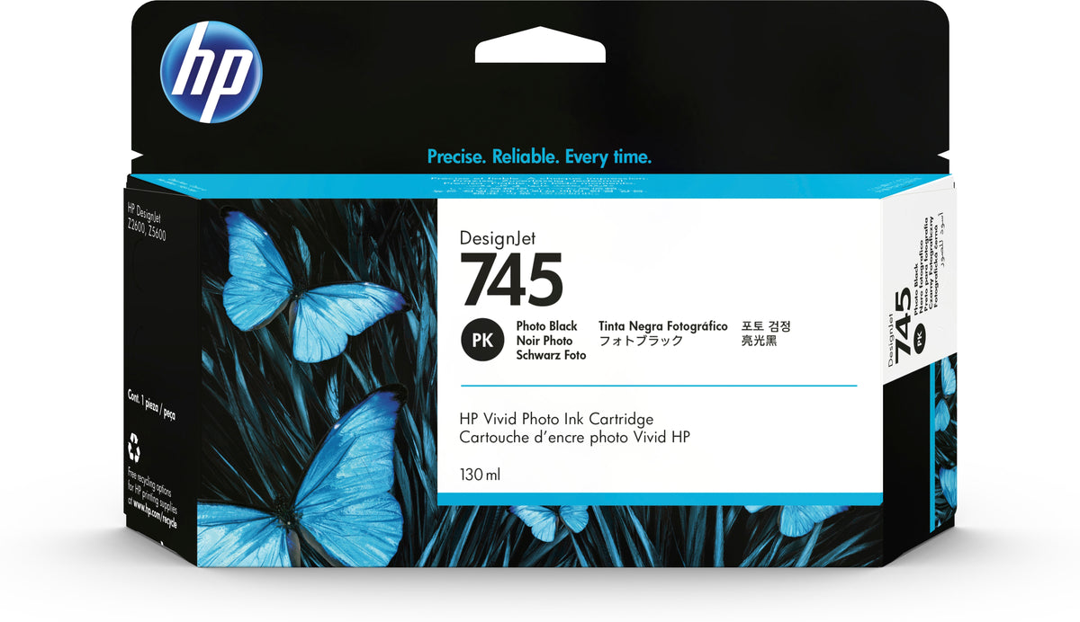 HP 745 - 130 ml - photo black - original - DesignJet - ink cartridge - for DesignJet HD Pro MFP, Z2600 PostScript, Z5600 PostScript