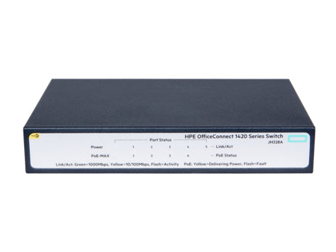 HPE OfficeConnect 1420 5G PoE+ - Conmutador - no gestionado - 5 x 10/100/1000 - escritorio - PoE+ (32W)