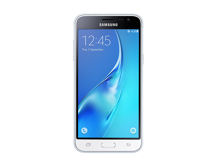 Samsung Galaxy J3 (2016) Duos - smartphone 4G - dual SIM - RAM 1,5 GB / 8 GB - ranura microSD - pantalla OLED - 5" - 1280 x 720 píxeles - cámara trasera 8 MP - cámara frontal 5 MP - blanco