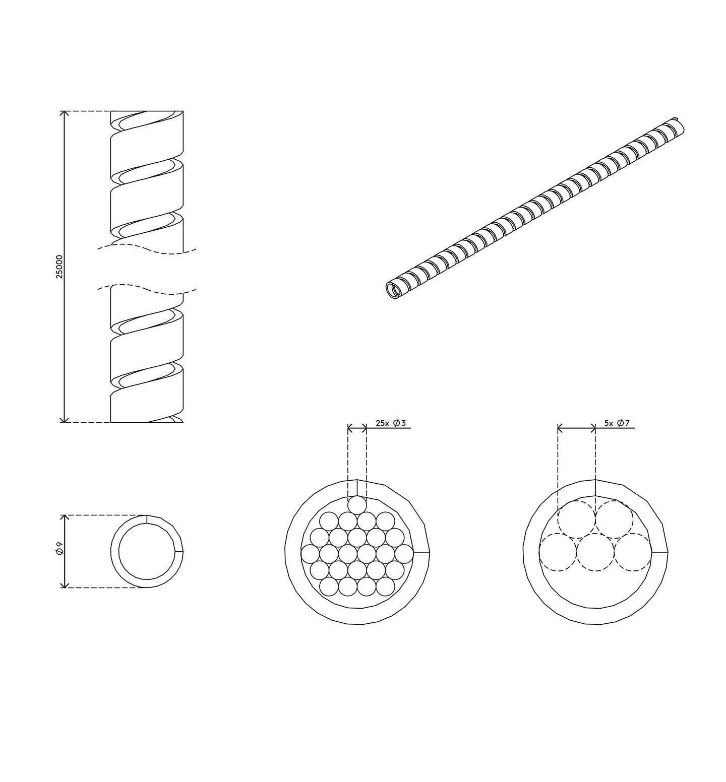 Add cable spiral - 25 mts