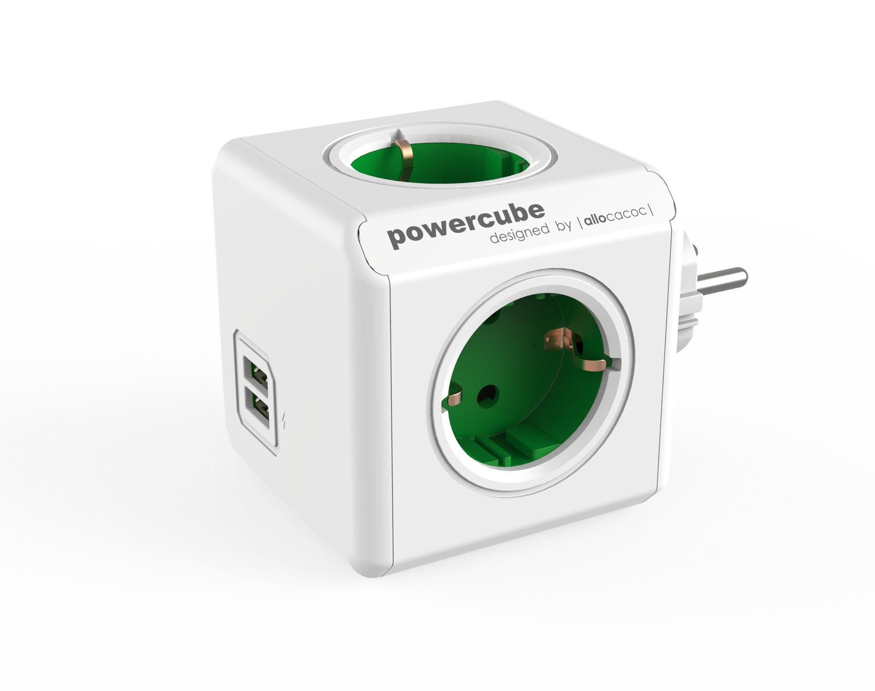 Allocacoc PowerCube original usb - Power distribution unit - AC 220-240 V - output connectors: 4 (EEC 7/4) - kelly green