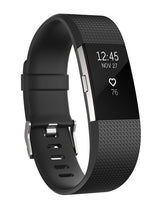 Fitbit Charge 2 - Prata - rastreador de actividade Com banda - preto - tamanho da banda: S - monocromático - Bluetooth - 32 g - prata