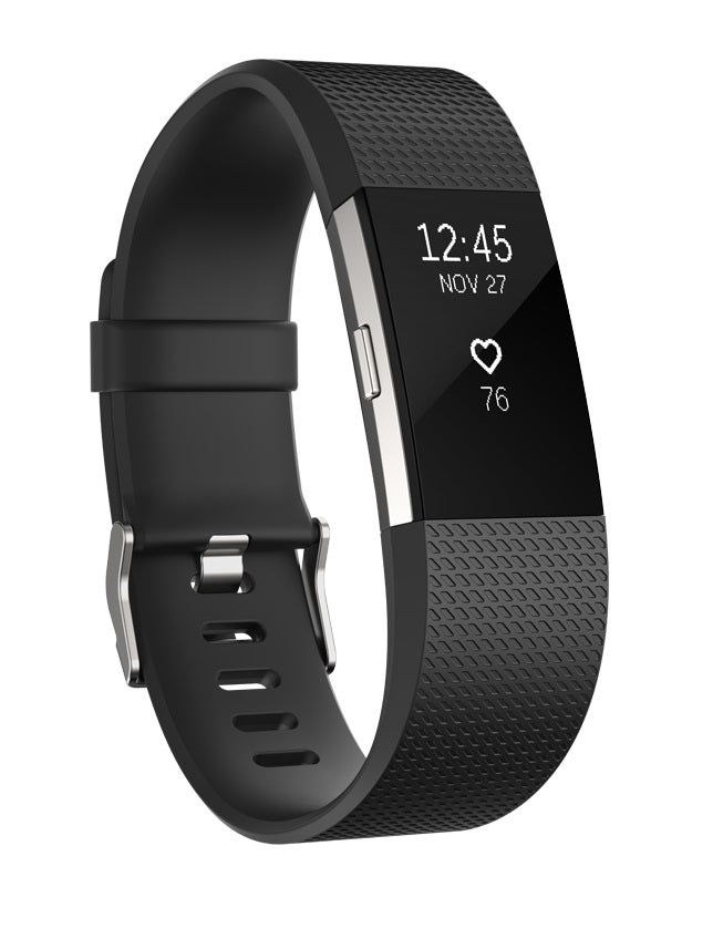 Fitbit Charge 2 - Silver - Activity Tracker With Band - Black - Band Size: S - Monochrome - Bluetooth - 32g - Silver