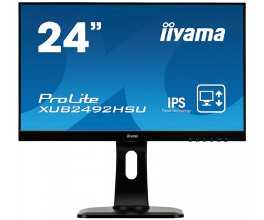 iiyama ProLite XUB2492HSU-B1 - LED Display - 24" (23.8" viewable) - 1920 x 1080 Full HD (1080p) @ 60 Hz - IPS - 250 cd/m² - 1000:1 - 4 ms - HDMI, VGA, DisplayPort - speakers - black