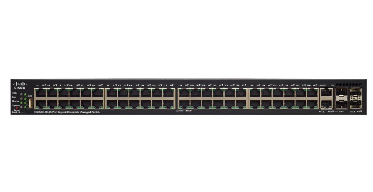 Cisco 550X Series SG550X-48 - Interruptor - L3 - Administrado - 48 x 10/100/1000 + 2 x 10 Gigabit SFP+ (uplink) + 2 x combinação 10GBase-T (ligação ascendente) - montável em trilho