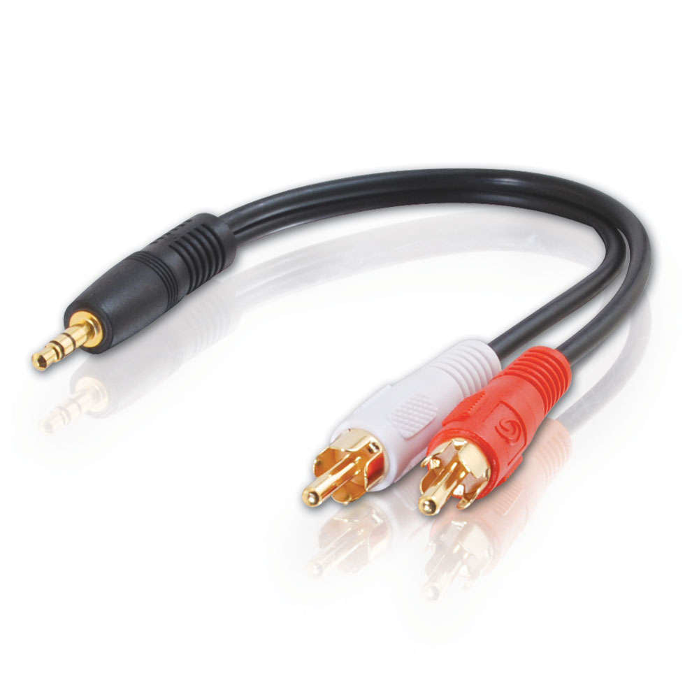 C2G Value Series Y-Cable - Audio Adapter - Stereo Mini Male to RCA Male Port - Shielded - Black