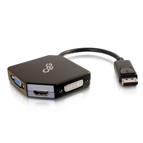 C2G DisplayPort a HDMI, VGA o DVI Adapter Converter - Convertidor de video - DVI, HDMI, VGA - DVI, HDMI, VGA - Negro