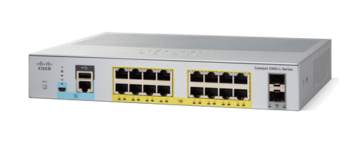 Cisco Catalyst 2960L-SM-16PS - Interruptor - inteligente - 16 x 10/100/1000 + 2 x Gigabit SFP (ligação ascendente) - módulo plug-in - PoE+ (120 W)