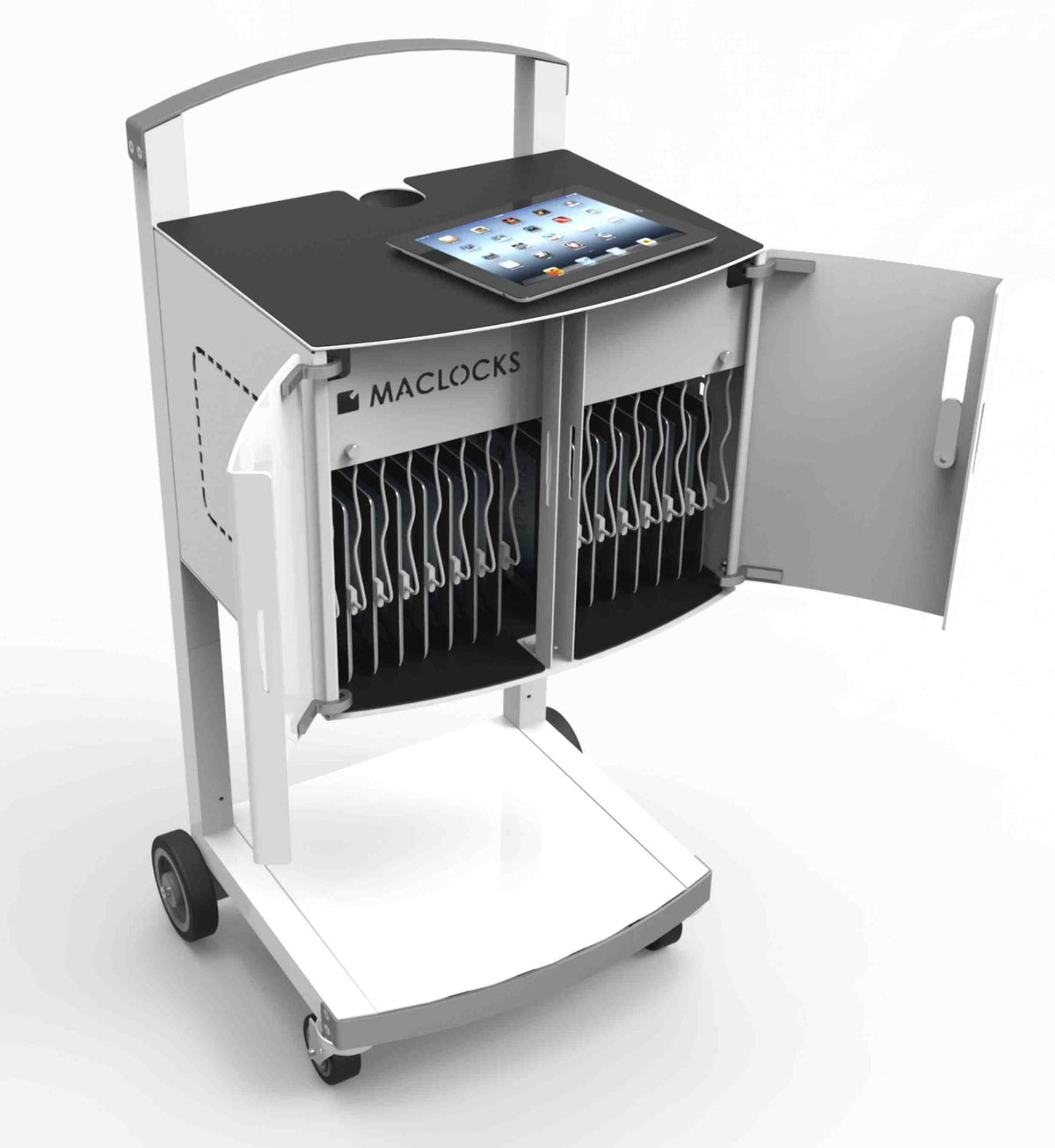 Compulocks CartiPad Uno Tablet / Laptop Charging Rolling Cart 16 Devices UK Power Plug - Cart (Charge Only) - For 16 Tablets - Welded Steel - Screen Size: 13"