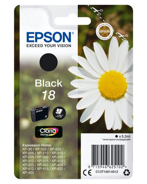 Epson 18 - 5.2 ml - preto - original - tinteiro - para Expression Home XP-212, 215, 225, 312, 315, 322, 325, 412, 415, 422, 425