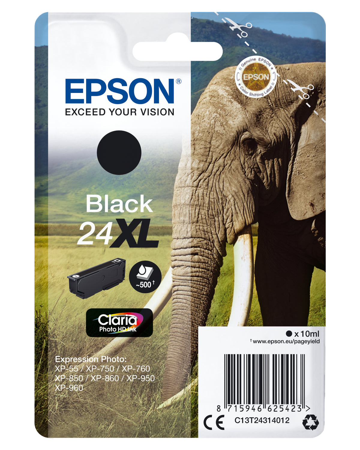 Epson 24XL - 10 ml - XL - negro - original - cartucho de tinta - para Expression Photo XP-55, 750, 760, 850, 860, 950, 960, 970, Expression Premium XP-750, 850