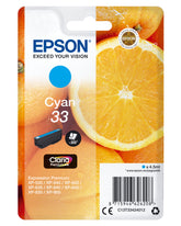 Epson 33 - 4.5 ml - cyan blue - original - blister pack - ink cartridge - for Expression Home XP-635, 830, Expression Premium XP-530, 540, 630, 635, 640, 645, 830, 900