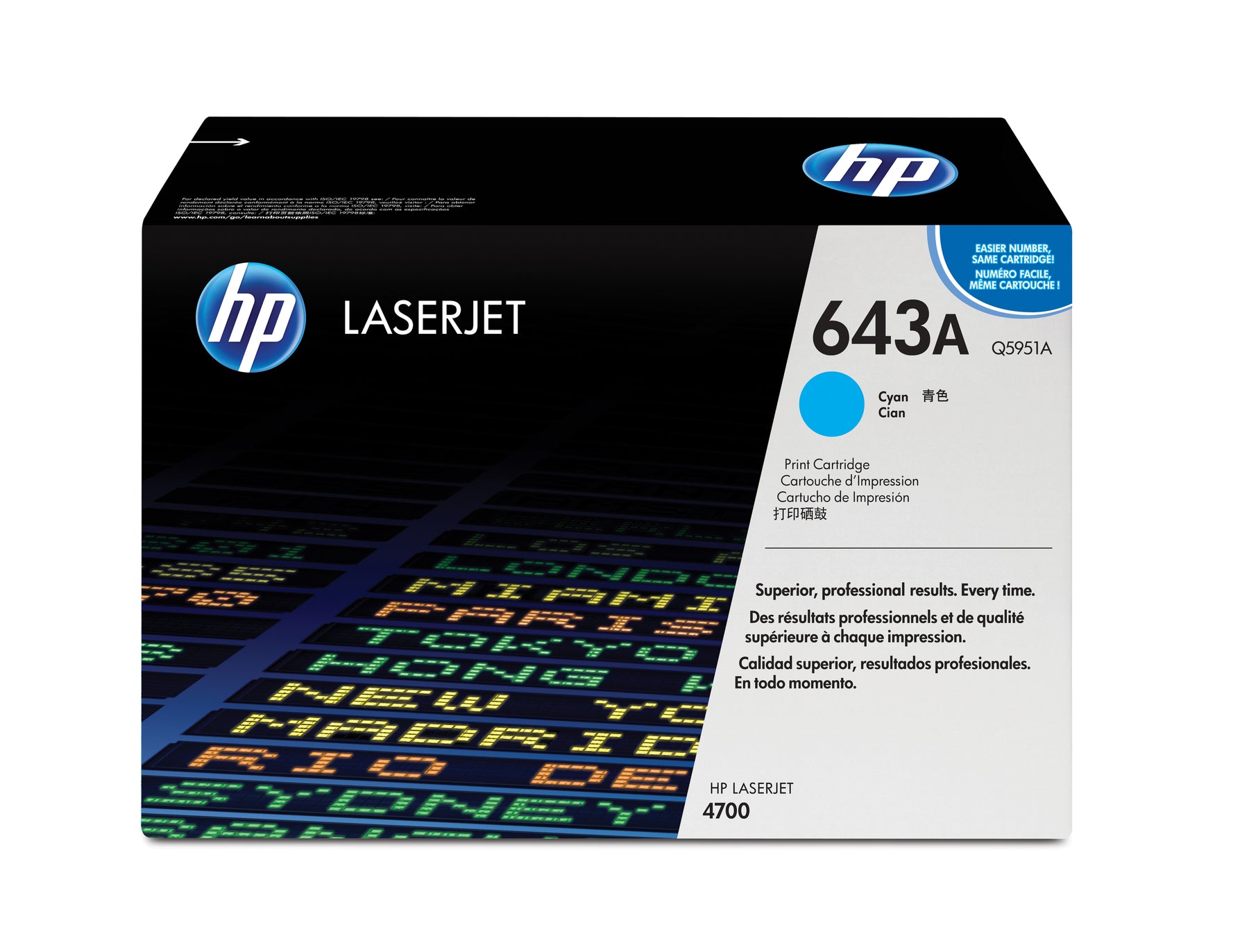 HP 643A - Cyan Blue - Genuine - LaserJet - Toner Cartridge (Q5951A) - for Color LaserJet 4700, 4700dn, 4700dtn, 4700n, 4700ph+