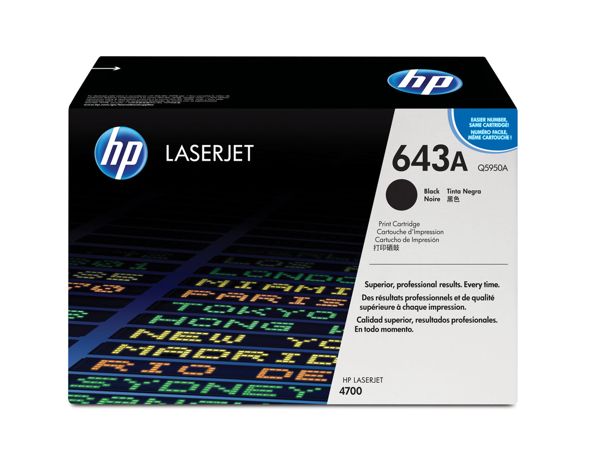 HP 643A - Black - Genuine - LaserJet - Toner Cartridge (Q5950A) - for Color LaserJet 4700, 4700dn, 4700dtn, 4700n, 4700ph+