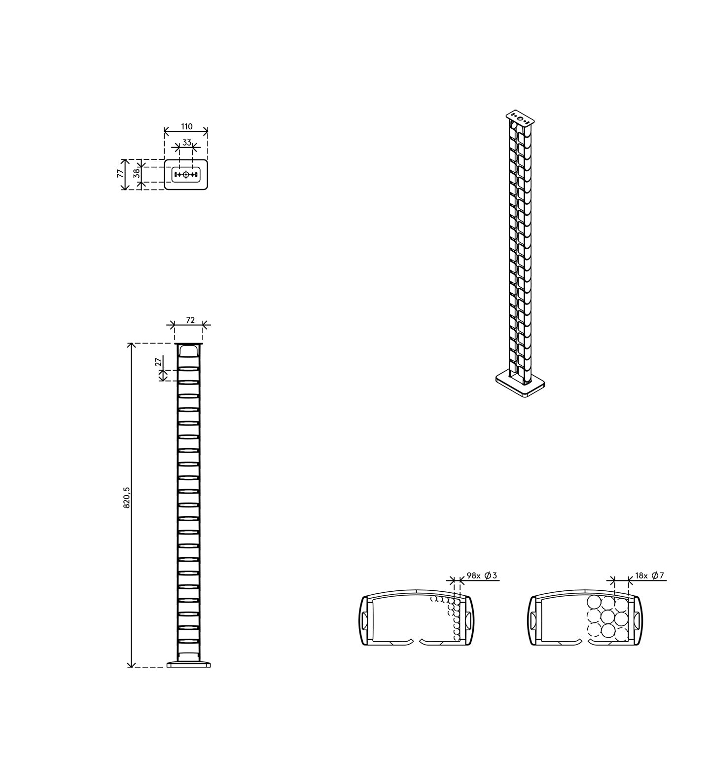 Add cable guide 82 cm - desk