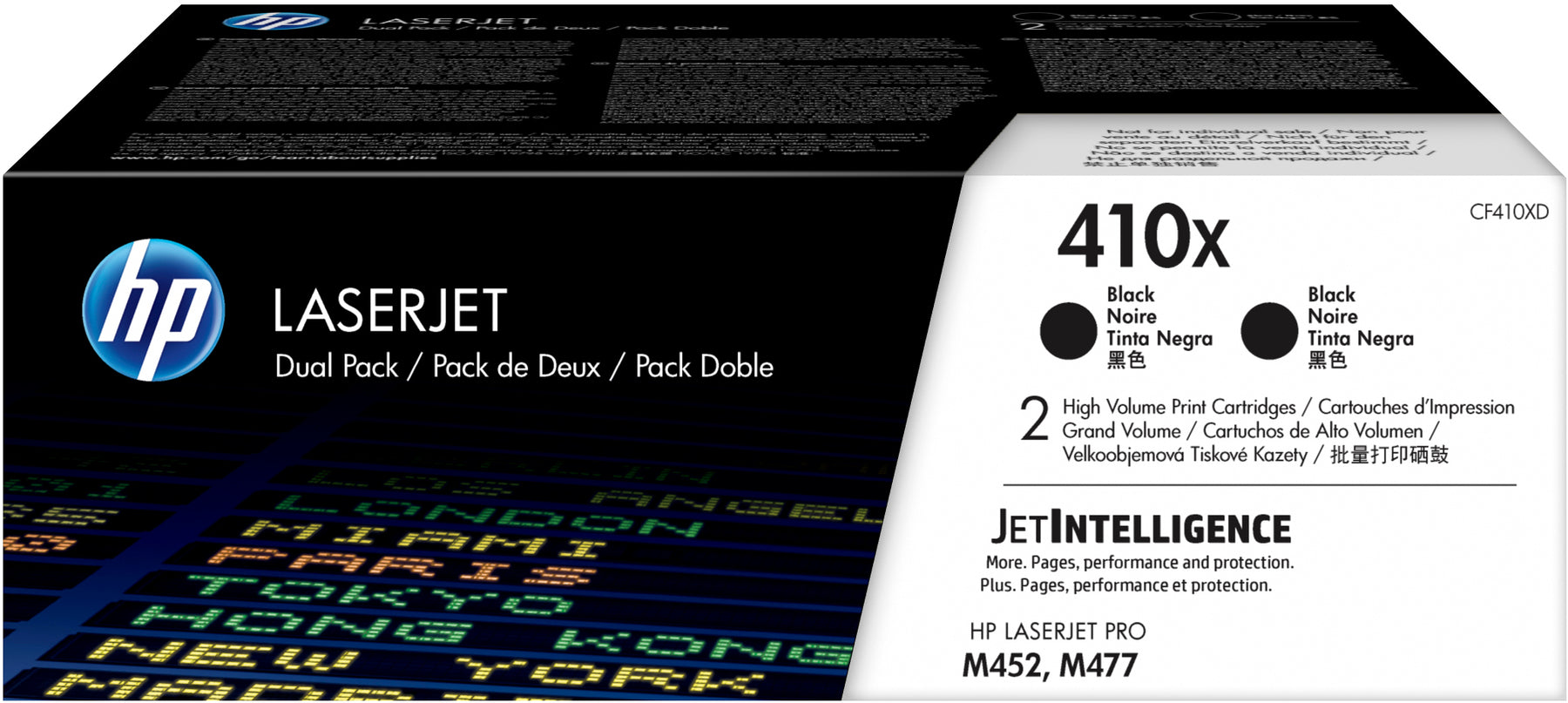 HP 410X - Paquete de 2 - Alto rendimiento - Negro - Original - LaserJet - Cartucho de tóner (CF410XD) - para Color LaserJet Pro M452, MFP M377, MFP M477