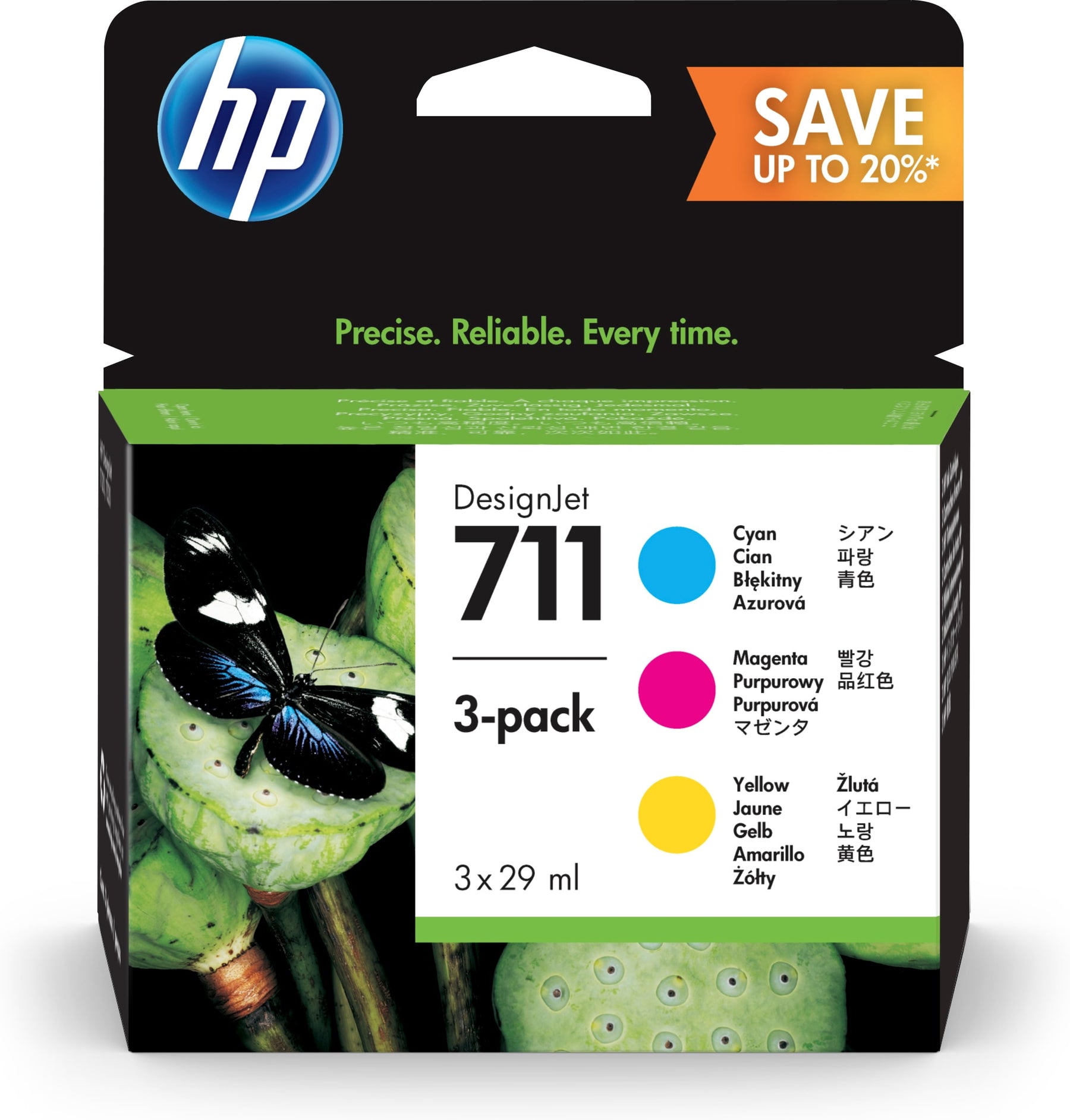 HP 711 - Paquete de 3 - 29 ml - amarillo, cian, magenta - original - DesignJet - cartucho de tinta - para DesignJet T120, T120 ePrinter, T520, T520 ePrinter