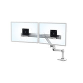 Ergotron LX - Kit de montaje (brazo articulado, 2 ejes, arco de pantalla dual, base, clip de escritorio de 2 piezas, poste de 8", extensión) - Para 2 pantallas LCD - Orientación dual - Blanco - Tamaño de pantalla: hasta 25"