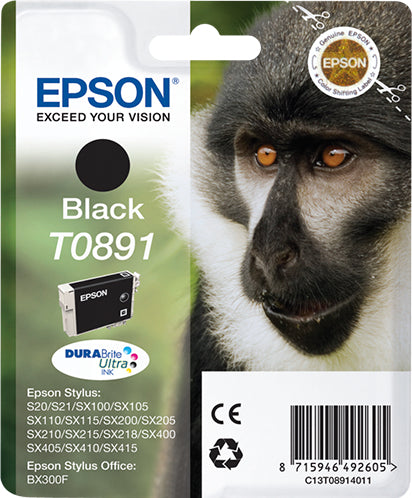 Epson T0891 - 5.8 ml - black - original - blister - ink cartridge - for Stylus S21, SX110, SX115, SX210, SX215, SX218, SX400, SX410, SX415, Stylus Office BX300