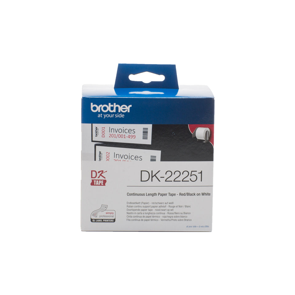 Brother DK22251 - Negro/Rojo en blanco - Rollo (6,2 cm x 15,24 m) 1 rollo(s) de papel continuo para etiquetas