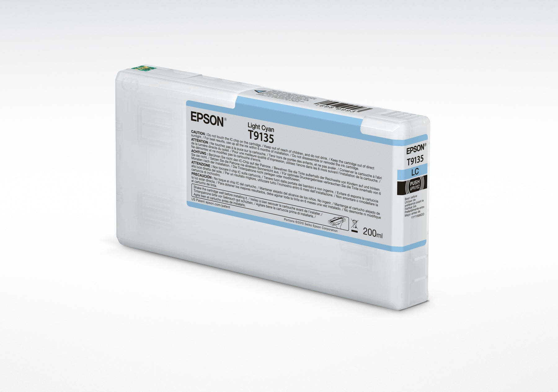 Epson T9135 - 200 ml - azul cian claro - original - cartucho de tinta - para SureColor P5000, SC-P5000, SC-P5000 STD Spectro, SC-P5000 Violet, SC-P5000 Violet Spectro