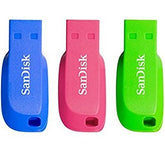 SanDisk Cruzer Blade - USB Flash Drive - 16 GB - USB 2.0 - Blue, Green, Pink (pack of 3)