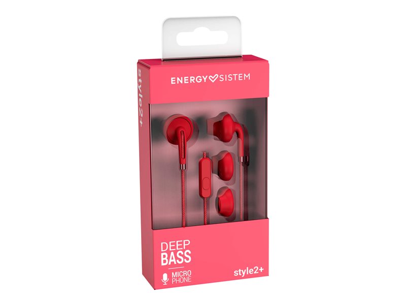 Energy Style 2+ - In-Ear Headphones with Microphone - Ear Bud - With Cable - 3.5mm Jack - Raspberry