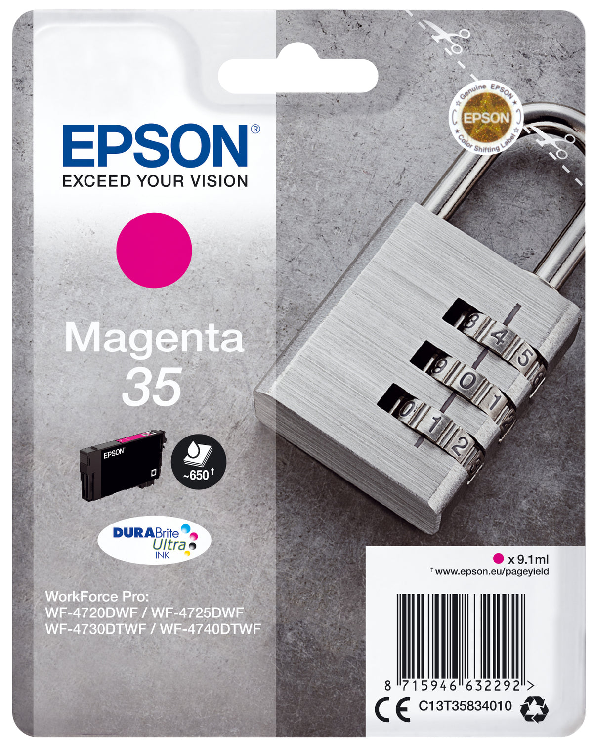 Epson 35 - 9.1 ml - magenta - original - blister - tinteiro - para WorkForce Pro WF-4720, WF-4720DWF, WF-4725DWF, WF-4730, WF-4730DTWF, WF-4740, WF-4740DTWF