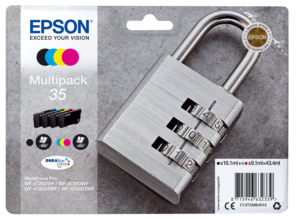 Epson 35 Multipack - Pack de 4 - preto, amarelo, azul cyan, magenta - original - blister - tinteiro - para WorkForce Pro WF-4720, WF-4720DWF, WF-4725DWF, WF-4730, WF-4730DTWF, WF-4740, WF-4740DTWF