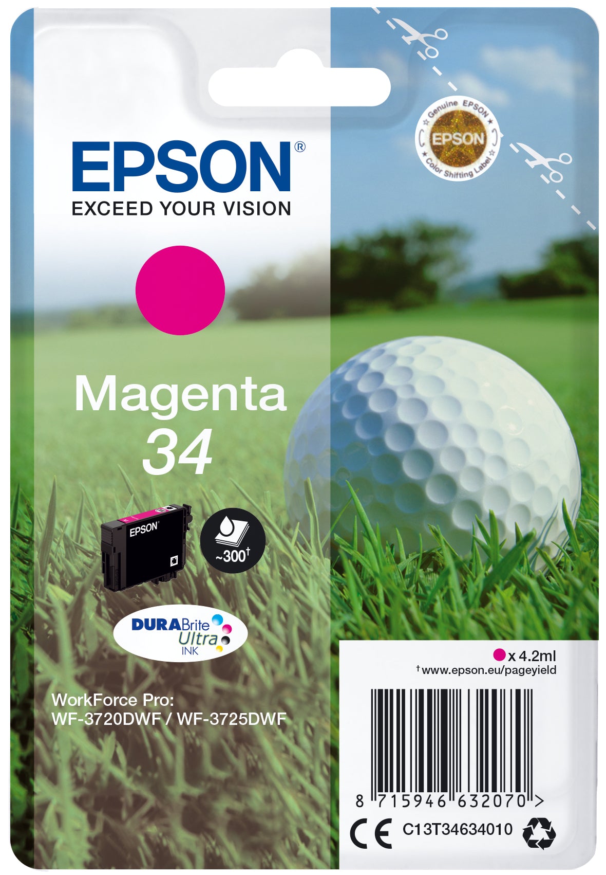 Epson 34 - 4.2 ml - magenta - original - tinteiro - para WorkForce Pro WF-3720, WF-3720DWF, WF-3725DWF