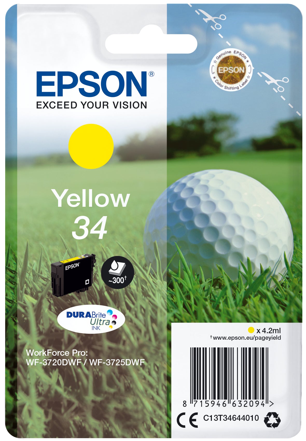 Epson 34 - 4.2 ml - amarelo - original - tinteiro - para WorkForce Pro WF-3720, WF-3720DWF, WF-3725DWF