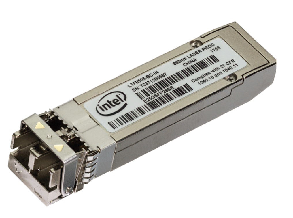 Óptica Intel Ethernet SFP28 - Módulo transmisor SFP28 - 10 GigE, 25 Gigabit LAN - 10GBase-SR, 25GBase-SR - hasta 100 m - 850 nm - para adaptador de red Ethernet convergente XXV710, XXV710-DA1, adaptador de red Ethernet XXV710-DA2