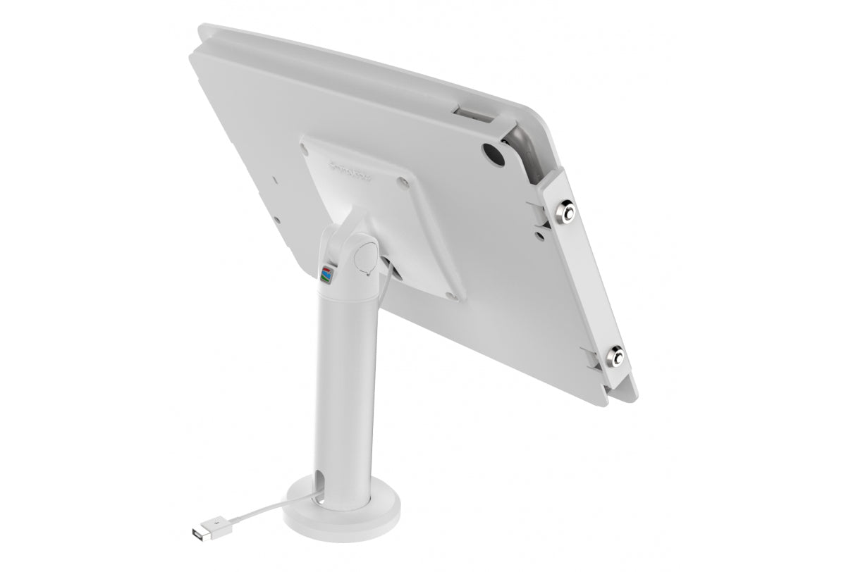 Compulocks Cling Rise Universal Tablet Counter Top Kiosk 8" White - Mounting Kit (Post Bracket, Universal Wall Mount, Mounting Cover) - For Tablet - White - Screen Size: 13" - Mounting Interface: 100 x 100 mm