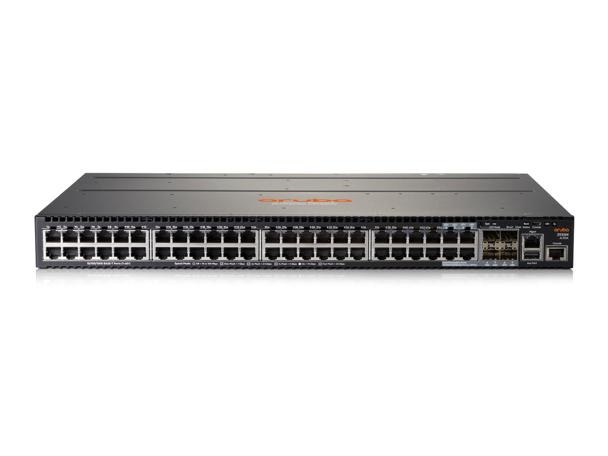 HPE Aruba 2930M 48G 1-Slot - Interruptor - L3 - Administrado - 44 x 10/100/1000 + 4 x combo Gigabit SFP - fluxo de ar frente para trás - montável em trilho