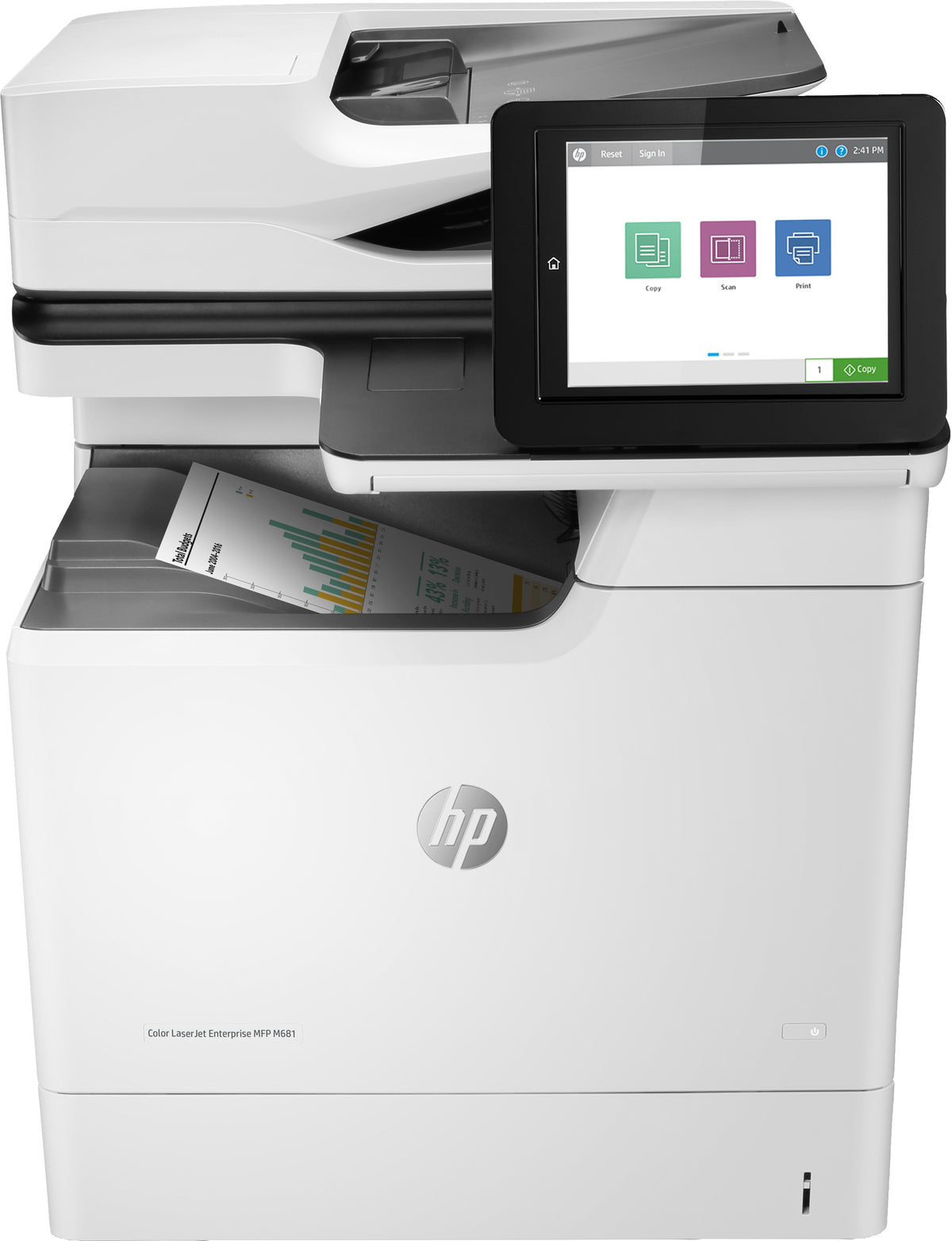 HP Color LaserJet Enterprise MFP M681dh - Impresora multifunción - color - láser - 216 x 863 mm (original) - A4/Legal (soportes) - hasta 47 ppm (copia) - hasta 47 ppm (impresión) - 650 hojas - USB 2.0 , Gigabit LAN, host USB 2.0