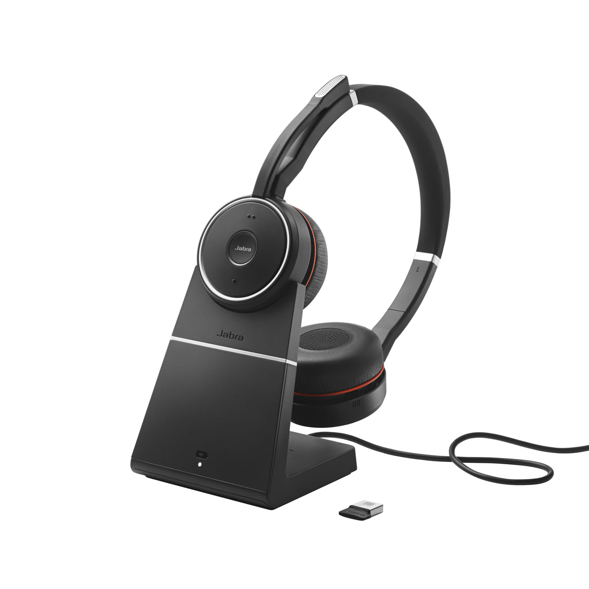 Jabra Evolve 75 MS Stereo - Auscultadores - no ouvido - bluetooth - sem fios - cancelamento de ruído activo - USB - com suporte de carregamento