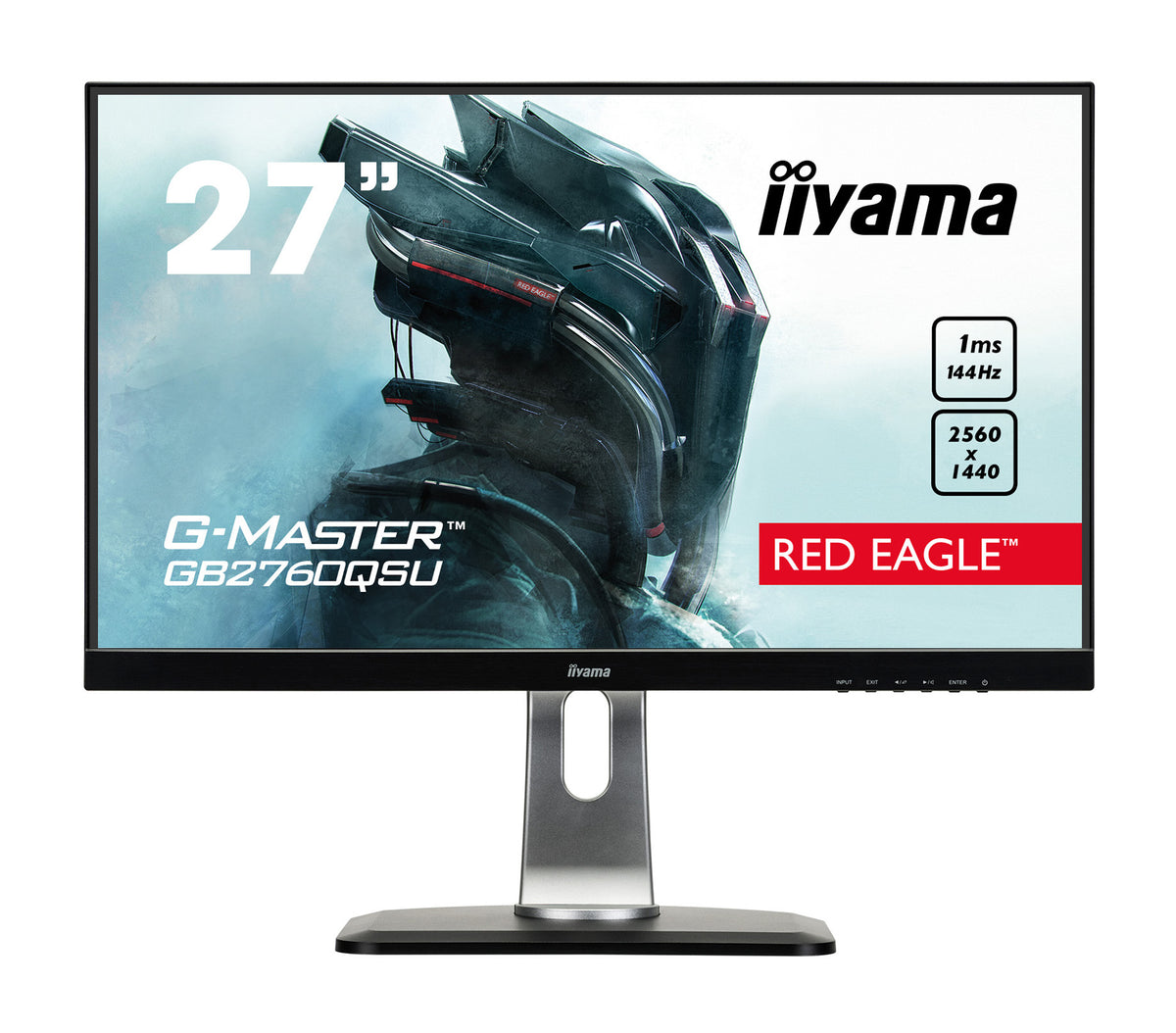 iiyama G-MASTER Red Eagle GB2760QSU-B1 - LED Monitor - 27" - 2560 x 1440 WQHD @ 144 Hz - TN - 350 cd/m² - 1000:1 - 1 ms - HDMI, DVI-D, DisplayPort - speakers - black