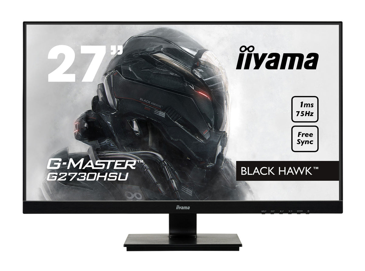 iiyama G-MASTER Black Hawk G2730HSU-B1 - Monitor LED - 27" - 1920 x 1080 Full HD (1080p) @ 75 Hz - TN - 300 cd/m² - 1000:1 - 1 ms - HDMI, VGA, DisplayPort - altifalantes - preto