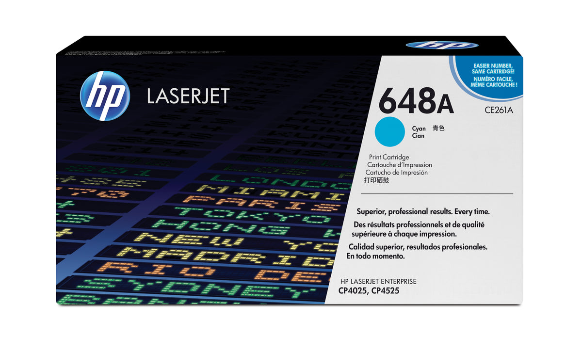 HP 648A - Cyan Blue - Genuine - LaserJet - Toner Cartridge (CE261A) - for Color LaserJet Enterprise CP4025dn, CP4025n, CP4525dn, CP4525n, CP4525xh