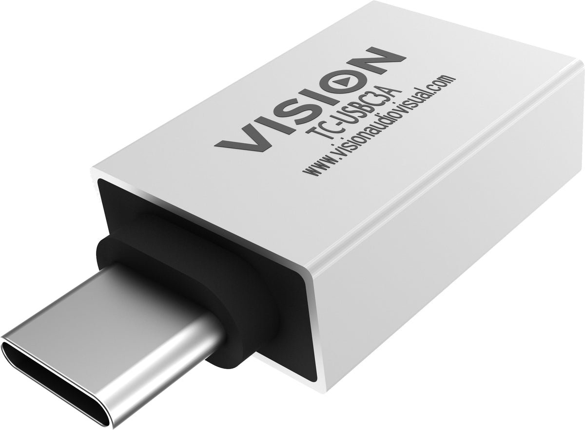 Adaptador de USB-C a USB-A de grado de instalación VISION Professional - GARANTÍA DE POR VIDA - se conecta a USB-C y tiene un conector USB-A 3.0 de tamaño completo - USB-C (M) a USB tipo A (F) - USB 3.1 Gen 2 - blanco