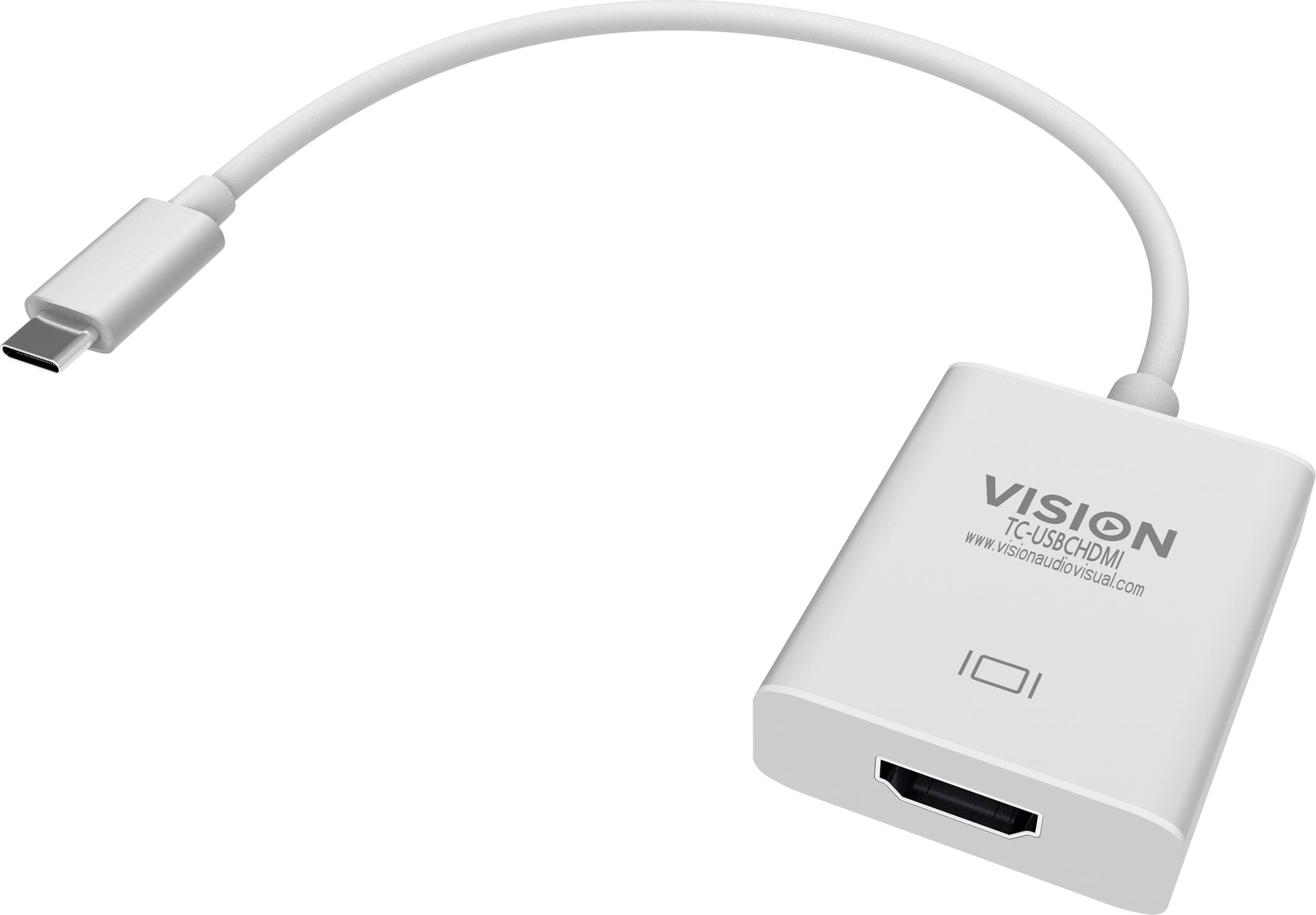 VISION Professional installation-grade USB-C to HDMI adapter - LIFETIME WARRANTY - plugs into USB-C and has full-sized HDMI socket - maximum resolution 4K 30 Hz - USB-C 3.1 (M) to HDMI (F) - driver built into adapter - white