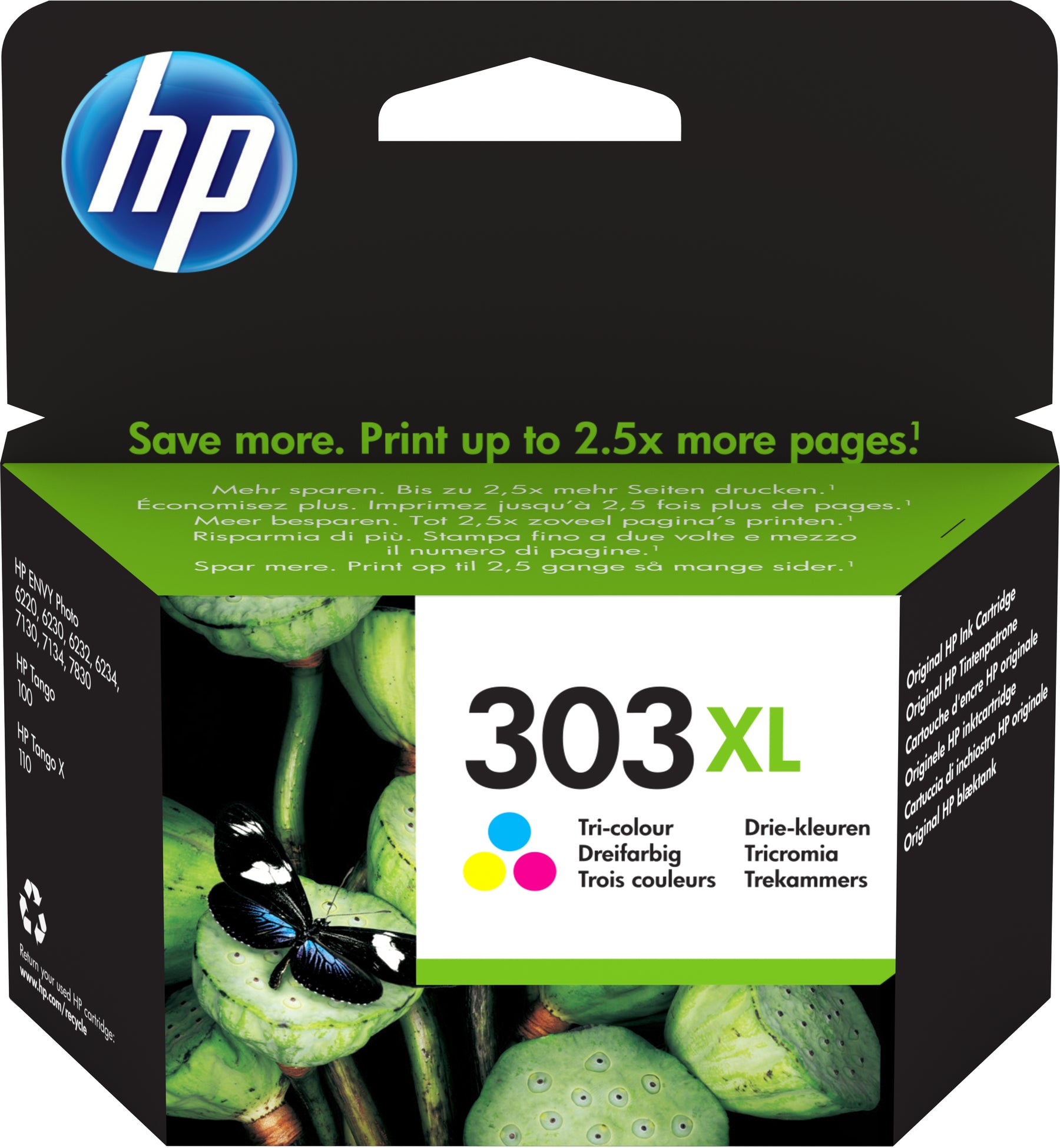 HP 303XL - 10 ml - High Yield - color (cyan, magenta, yellow) - original - ink cartridge - for ENVY Photo 62XX, Photo 71XX, Photo 7830, ENVY Inspire 72XX, 79XX