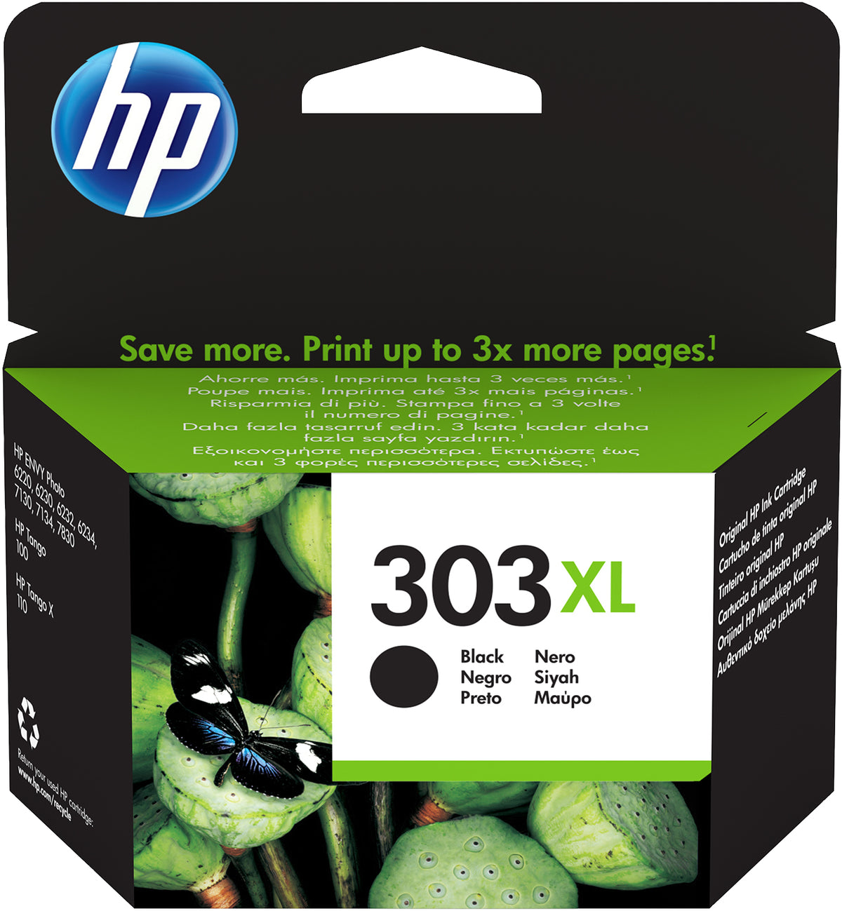 HP 303XL - 12 ml - High Yield - black - original - ink cartridge - for ENVY Photo 62XX, Photo 71XX, Photo 7830, ENVY Inspire 72XX, 79XX