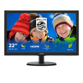 Philips V-line 223V5LHSB2 - Monitor LED - 22" (21.5" visível) - 1920 x 1080 Full HD (1080p) @ 60 Hz - 200 cd/m² - 600:1 - 5 ms - HDMI, VGA - preto texturizado, linha fina preta