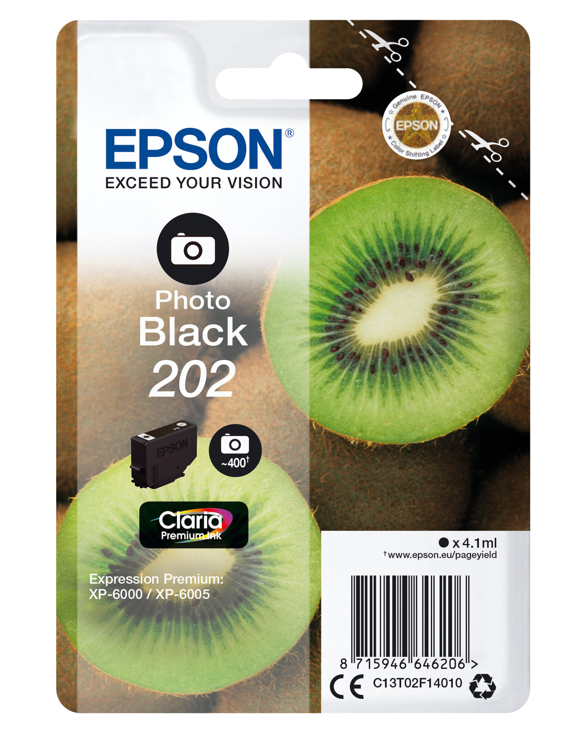 Epson 202 - 4.1 ml - preto foto - original - blister - tinteiro - para Expression Premium XP-6000, XP-6005, XP-6100, XP-6105