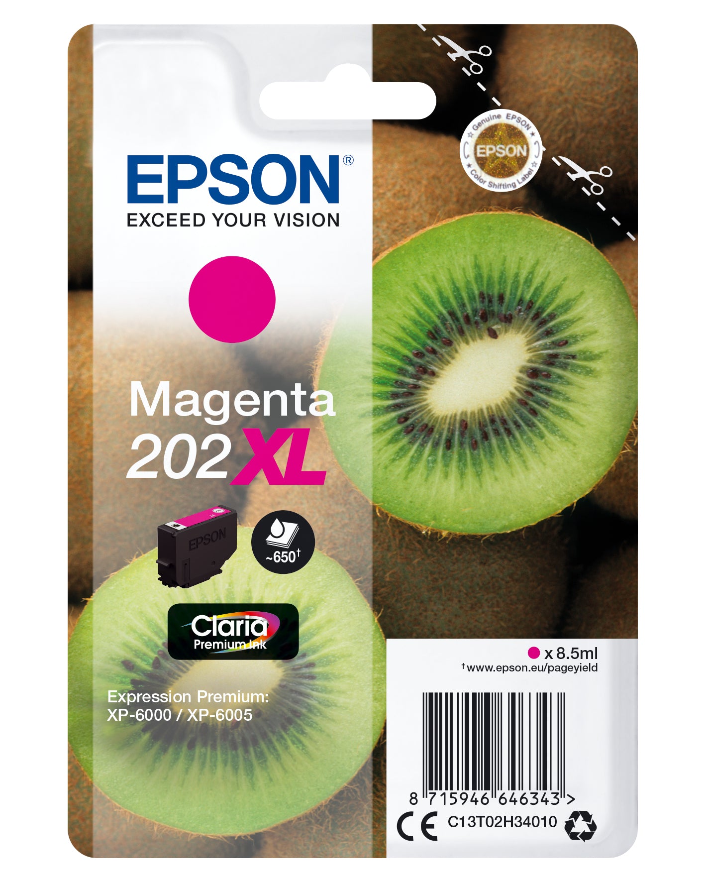 Epson 202XL - 8.5 ml - XL - magenta - original - blister - tinteiro - para Expression Premium XP-6000, XP-6005, XP-6100, XP-6105