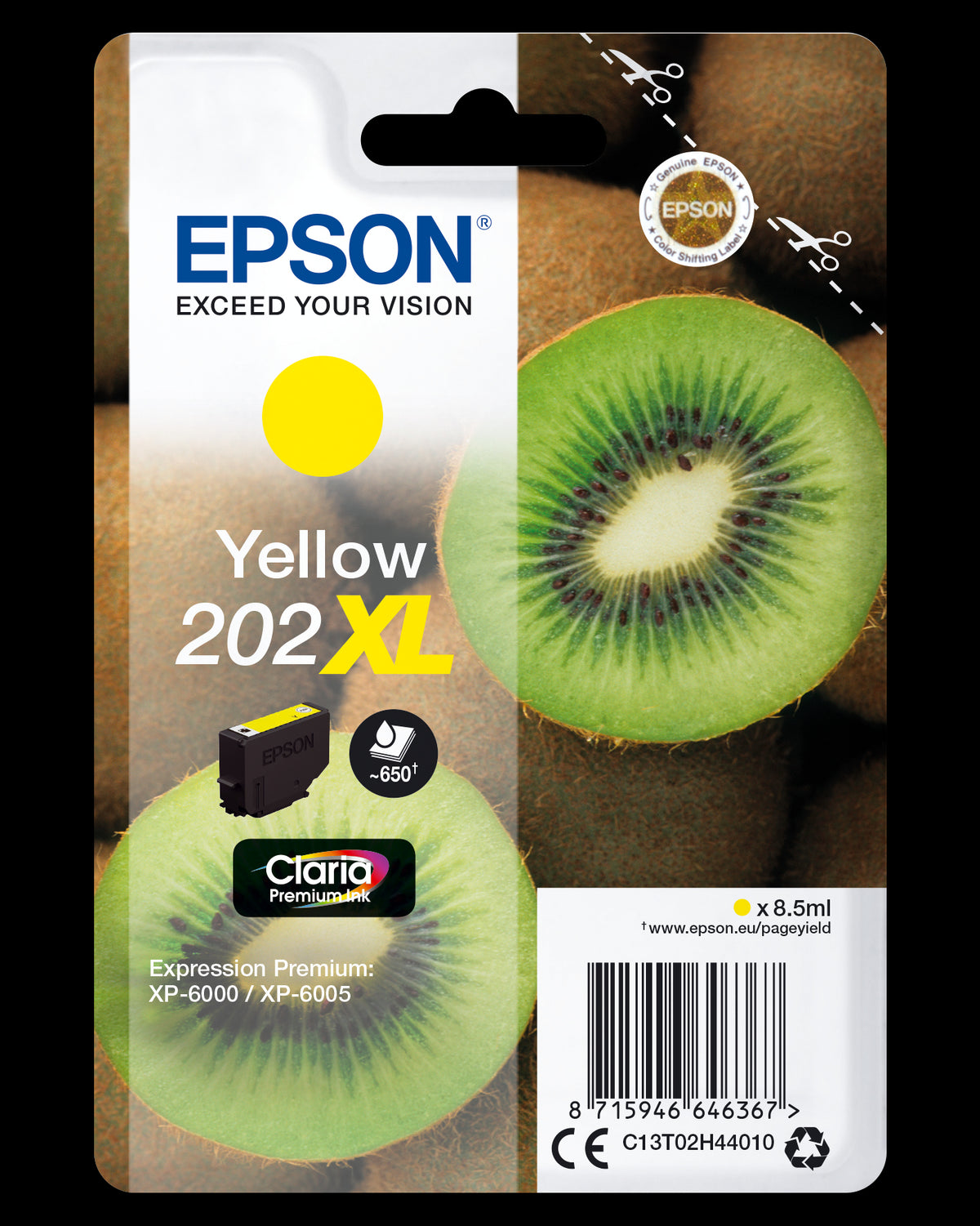 Epson 202XL - 8,5 ml - XL - amarillo - original - blister - cartucho de tinta - para Expression Premium XP-6000, XP-6005, XP-6100, XP-6105