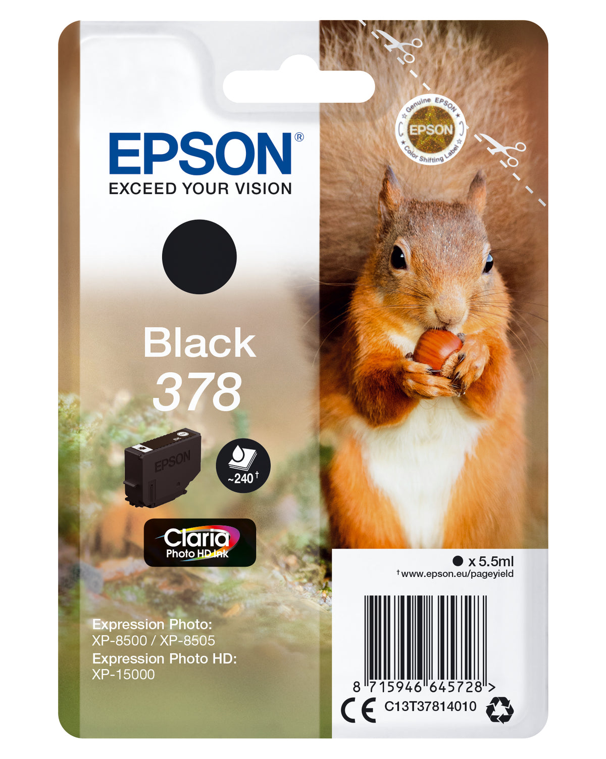 Epson 378 - 5,5 ml - negro - original - blister - cartucho de tinta - para Expression Home XP-8605, 8606, Expression Home HD XP-15000, Expression Photo XP-8505, 8700