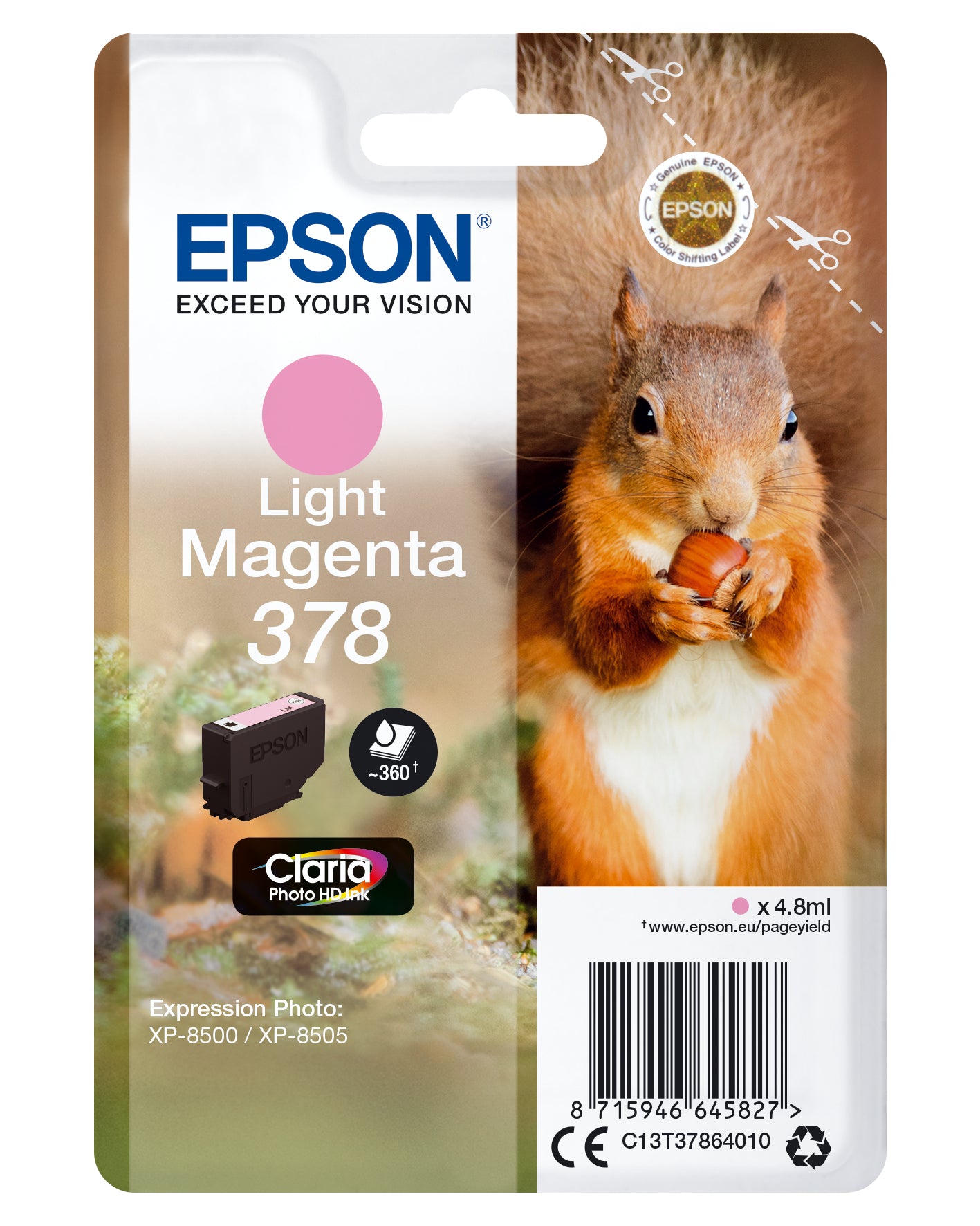 Epson 378 - 4.8 ml - magenta claro - original - blister - tinteiro - para Expression Home XP-8605, XP-8606, Expression Photo XP-8500, XP-8505, XP-8700