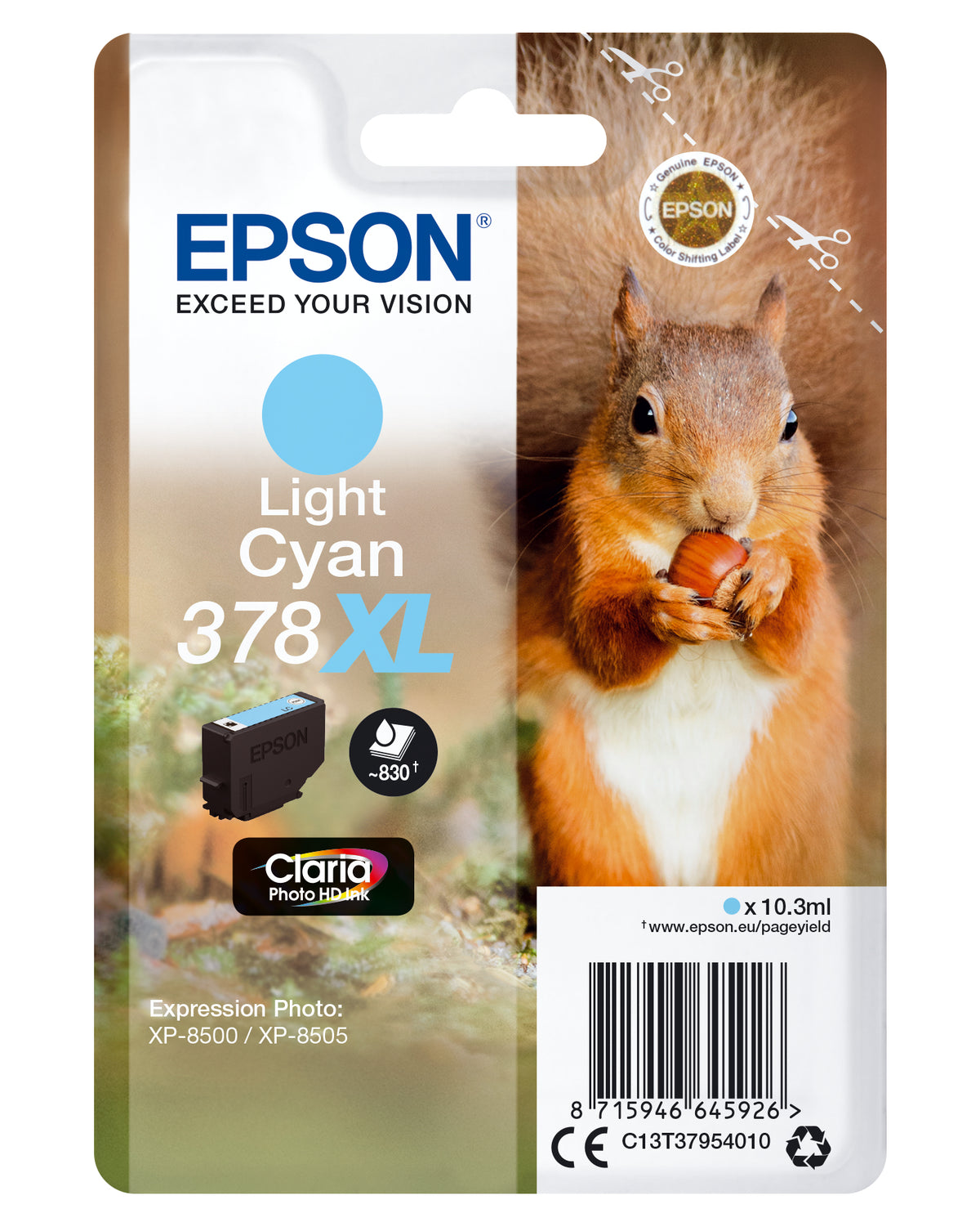 Epson - 10.3 ml - XL - light cyan blue - original - blister - ink cartridge - for Expression Home XP-8605, XP-8606, Expression Photo XP-8500, XP-8505, XP-8700